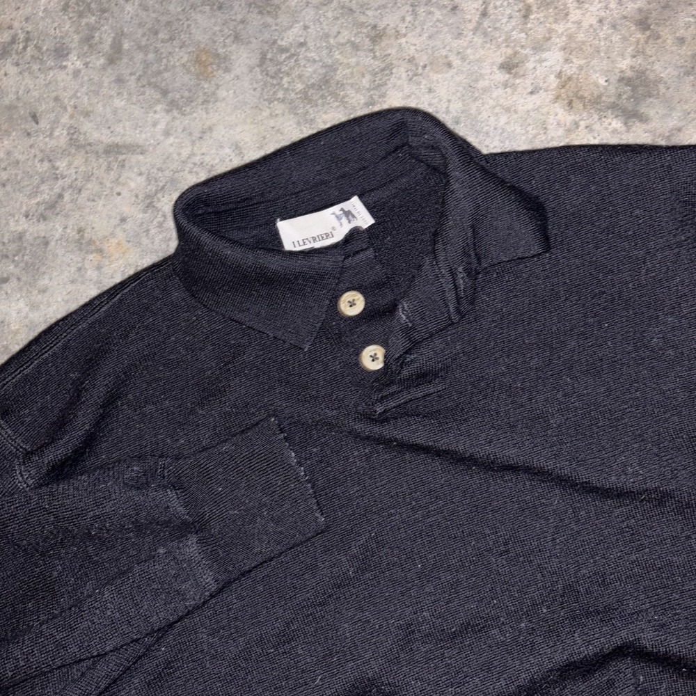 I Levrieri Polo Sweater Mens Large Black Wool Performance Golf Tennis Walking